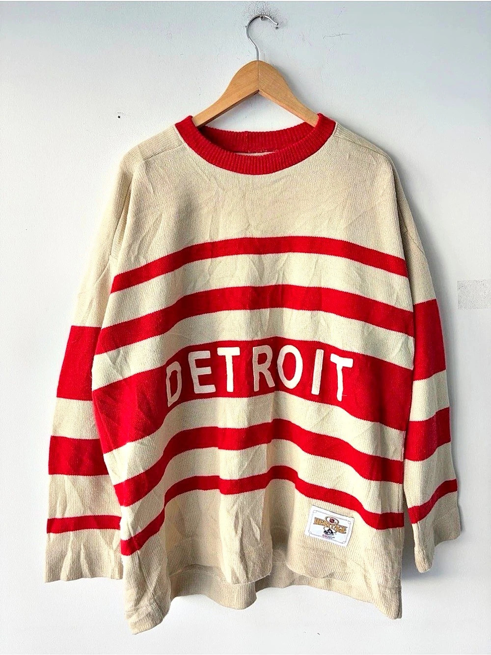 Vintage CCM Detroit Red Wings Heritage Knit Sweater Size XL